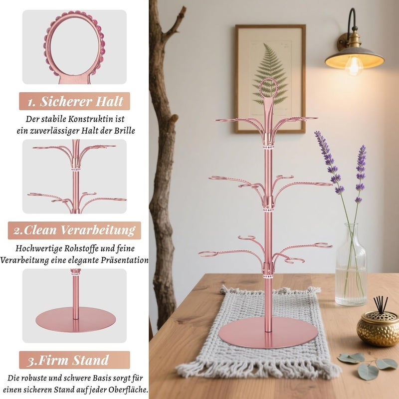 KUK Cocktail Tree Stand for Party, Metal Drink Tower with 3 Tier 12 Holders, Bar Drinks Tree Display Wine Glasses Holder Suitable for Champagne Cocktails Martini at Christmas Weddings Bridal Shower (Rose Gold) - Image 3